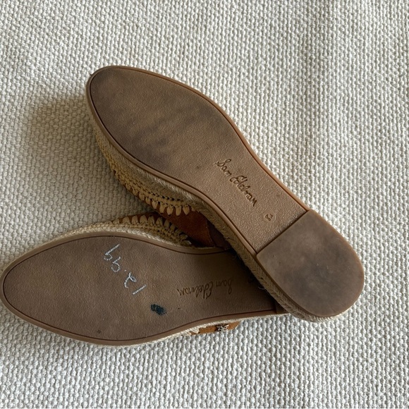 Sam Edelman Austin Tan Cognac Suede Woven Espadrille Slides Sandals Size 8M - Picture 2 of 6